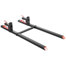 Pallet Forks, 2000 lbs Clamp on Pallet Forks, 60-Inch Total Length Heavy-Duty Tractor Fork with Adjustable Stabilizer Bar for Tractor Attachments