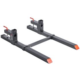 Pallet Forks, 2000 lbs Clamp on Pallet Forks, 43-Inch Total Length Heavy-Duty Tractor Fork with Adjustable Stabilizer Bar for Tractor Attachments