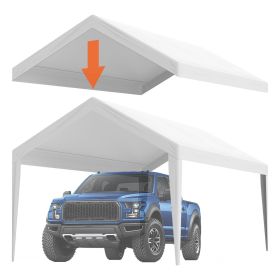 Carport Replacement Canopy Cover 10 x 20 ft, Garage Top Tent Shelter Tarp Heavy-Duty Waterproof & UV Protected, Easy Installation with Ball Bunge (Model Type: Top Tarpaulin with Edges, Color: White)